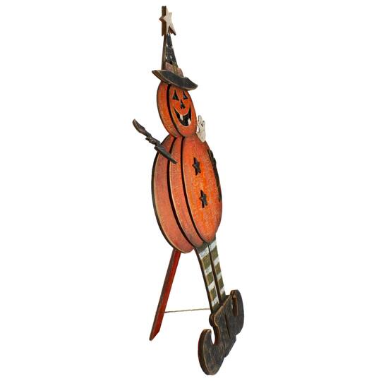 28" Lighted Standing Pumpkin with a Ghost & Bat Halloween Tabletop Décor